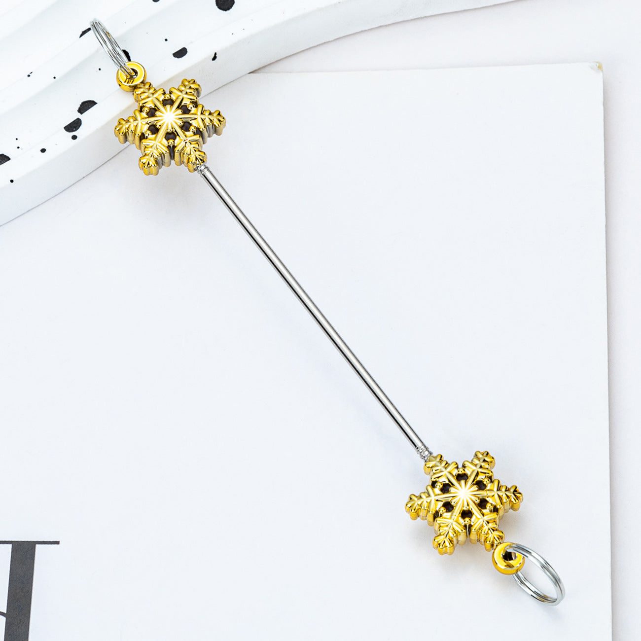 Wholesale DIY Christmas snowflake beaded keychain rod creative beaded keychain